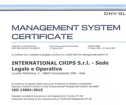 Certification UNI EN ISO 14001:2015